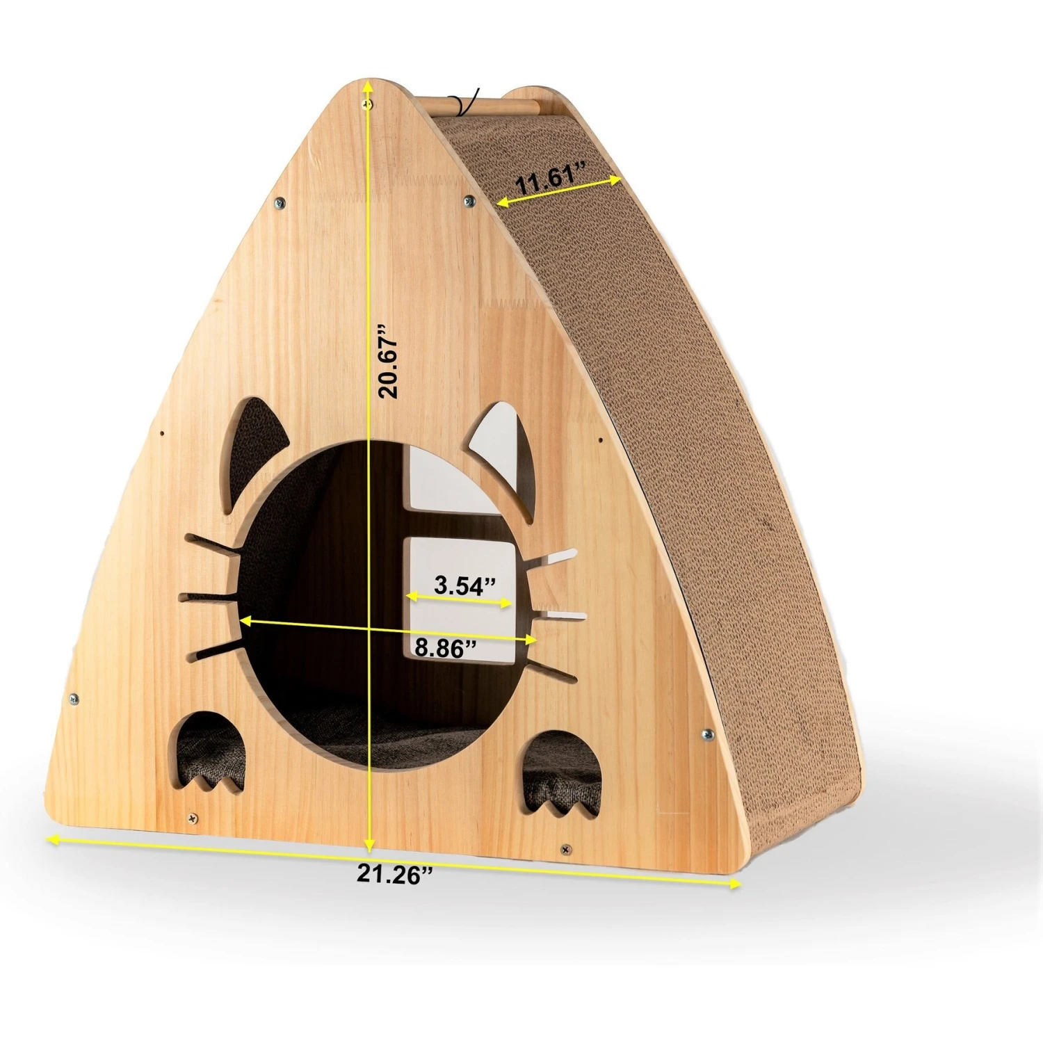 Armarkat Real Wood Triangular Cat Condo, Natural Beige, 22-in 4 Armarkat Real Wood Triangular Cat Condo, Natural Beige, 22-in - Image 2