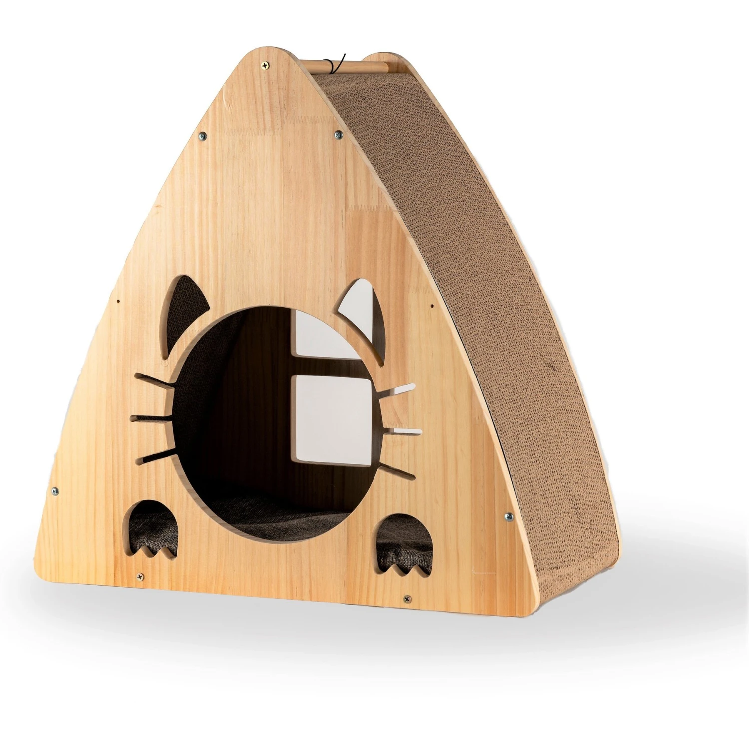Armarkat Real Wood Triangular Cat Condo, Natural Beige, 22-in 10 Armarkat Real Wood Triangular Cat Condo, Natural Beige, 22-in - Image 8