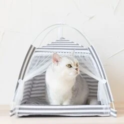 Lovely Caves Stripe Dog & Cat Tent, Gray, Medium 8 Lovely Caves Stripe Dog & Cat Tent, Gray, Medium -Cat Supplies 525774 PT2. AC SS1800 V1658284501