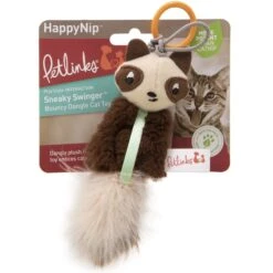 Petlinks HappyNip Sneaky Swinger Bouncy Dangle Plush Raccoon Cat Toy, Brown, Medium -Cat Supplies 531622 PT4. AC SS1800 V1657658627