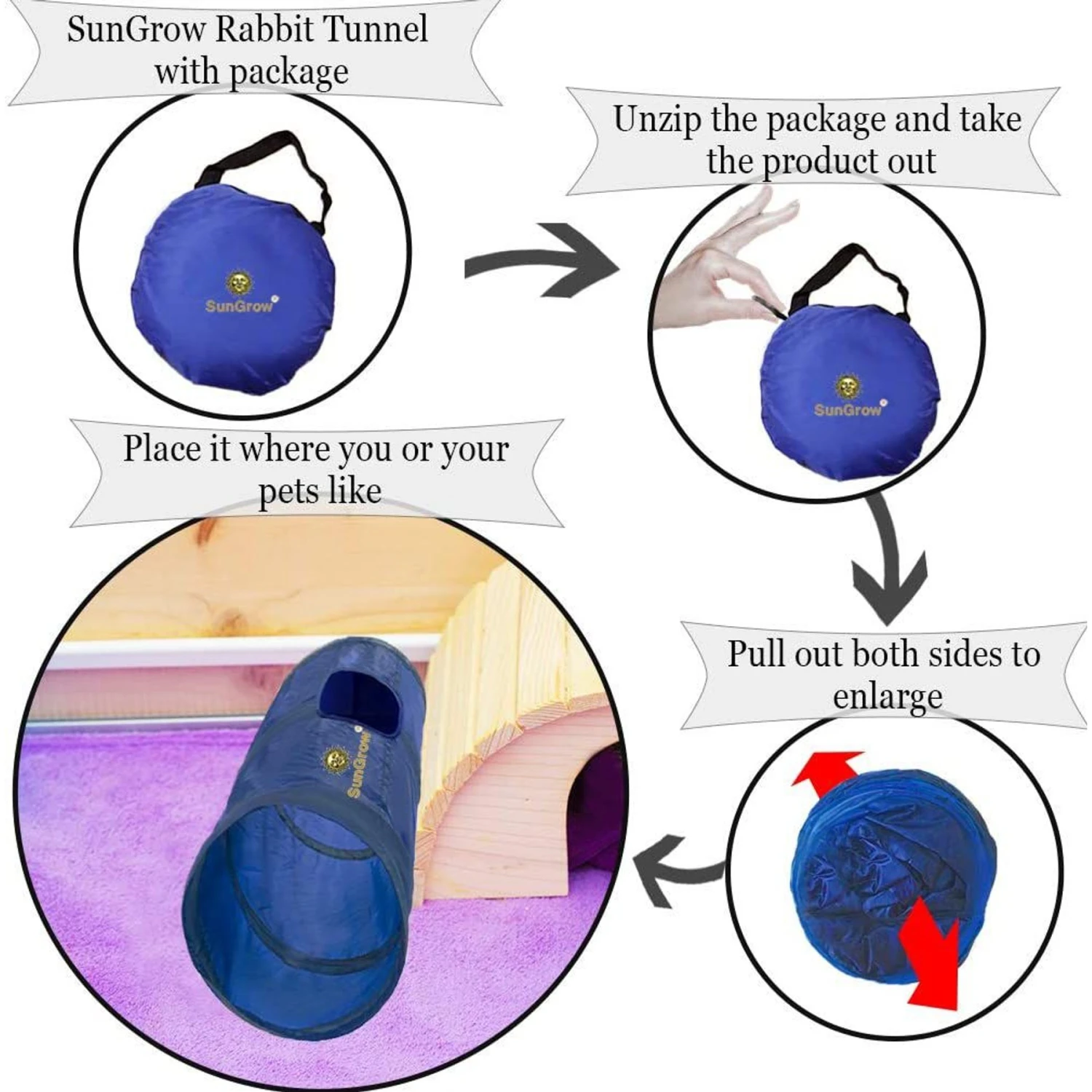 SunGrow Cat & Bunny Collapsible Play Tunnel Indoor Rabbit & Small Pet Crinkle Tube Hideout Toy 7 SunGrow Cat & Bunny Collapsible Play Tunnel Indoor Rabbit & Small Pet Crinkle Tube Hideout Toy - Image 5