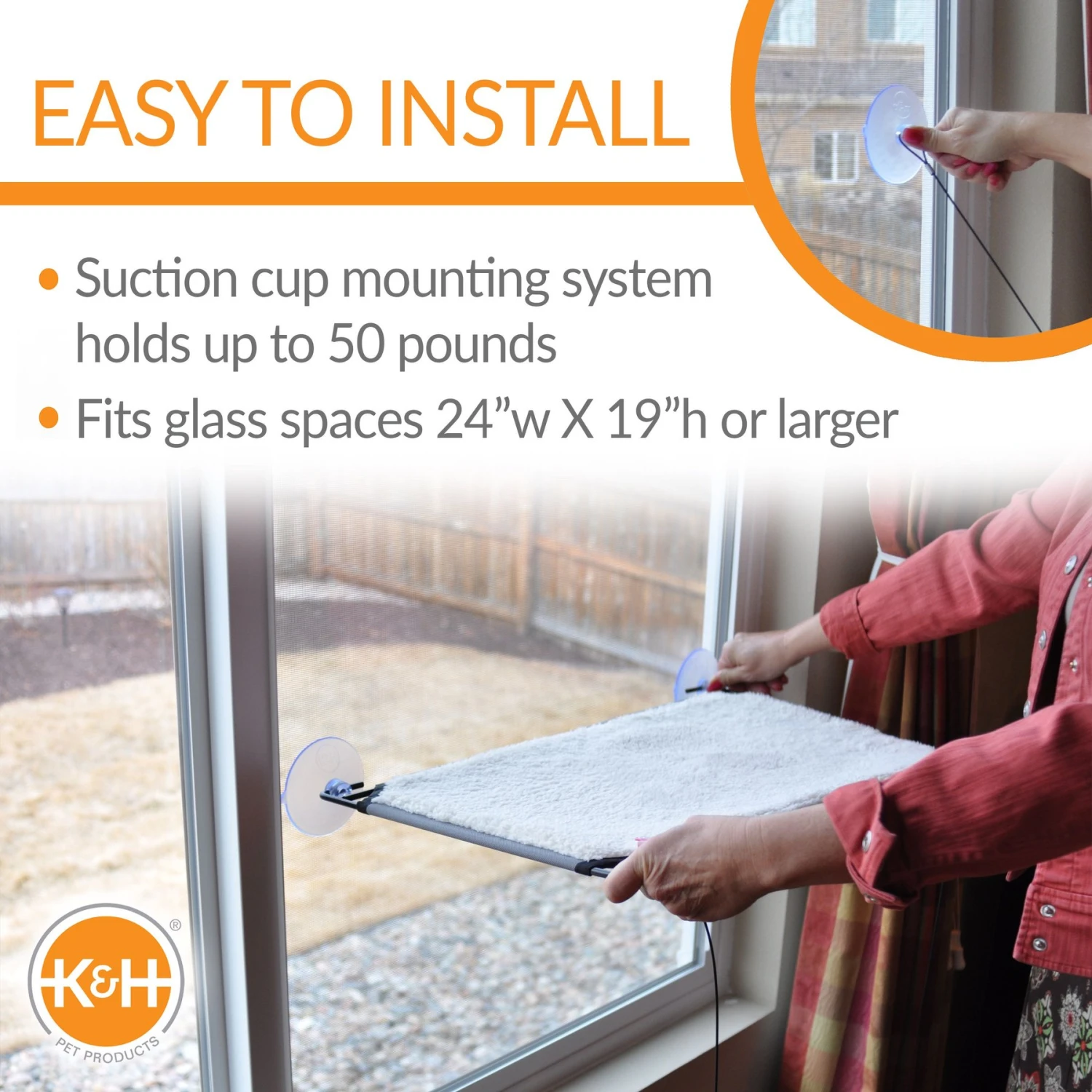 K&H Pet Products Window Lounger Cat Perch, Natural, 12x23-in 7 K&H Pet Products Window Lounger Cat Perch, Natural, 12x23-in - Image 5