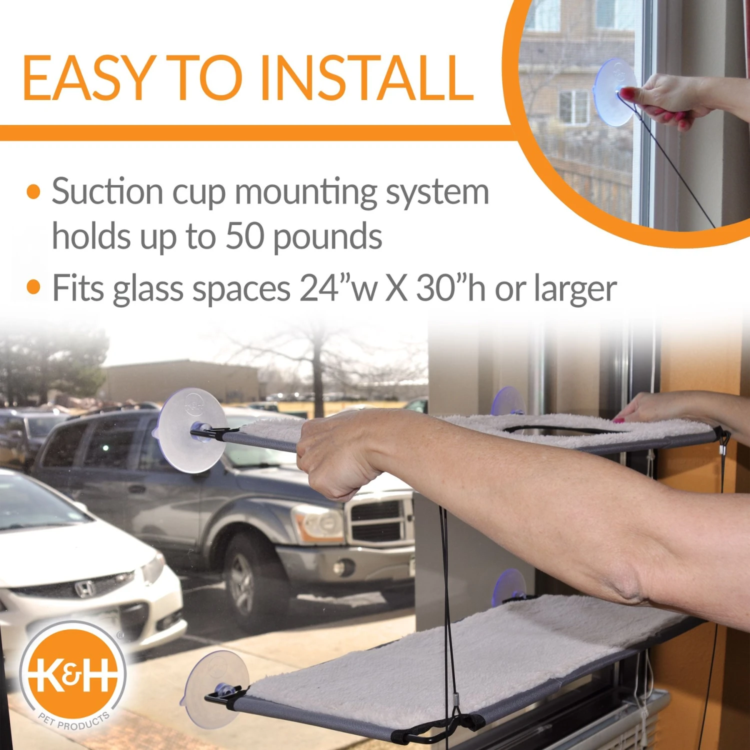 K&H Pet Products Window Double Lounger Cat Perch, Natural, 12x23-in 7 K&H Pet Products Window Double Lounger Cat Perch, Natural, 12x23-in - Image 5