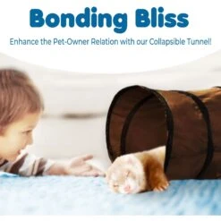 SunGrow Hide & Seek Collapsible Entertainment Cat & Ferret Play Tube & Pop Up Tunnel, Brown, 48-in -Cat Supplies 616598 PT2. AC SS1800 V1691606857