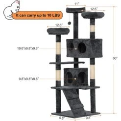 Coziwow 60-in Scratching Posts & Toys Cat Tree & Condo, Grey -Cat Supplies 666062 PT5. AC SS1800 V1674162085