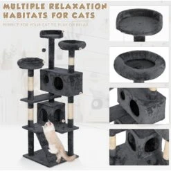 Coziwow 60-in Scratching Posts & Toys Cat Tree & Condo, Grey -Cat Supplies 666062 PT6. AC SS1800 V1668456945