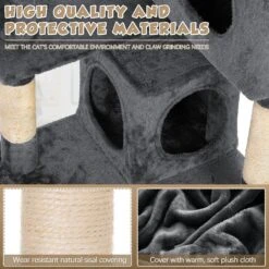 Coziwow 60-in Scratching Posts & Toys Cat Tree & Condo, Grey -Cat Supplies 666062 PT7. AC SS1800 V1668457363