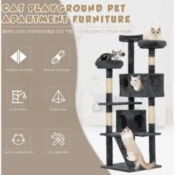 Coziwow 60-in Scratching Posts & Toys Cat Tree & Condo, Grey -Cat Supplies 666062 PT8. AC SS1800 V1668457949