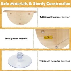 Coziwow Cat Window Perch With Suction Cups, Natural Wood -Cat Supplies 668486 PT7. AC SS1800 V1666733064