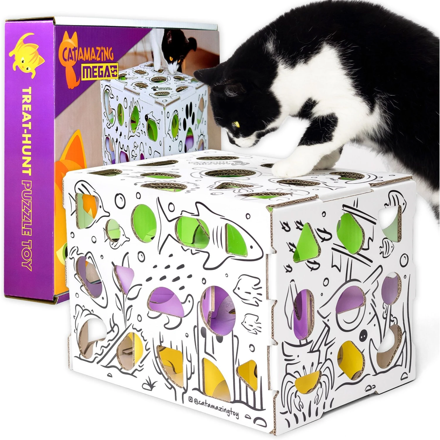 Cat Amazing Mega-Interactive Treat Maze & Puzzle Cat Toy, White 3 Cat Amazing Mega-Interactive Treat Maze & Puzzle Cat Toy, White