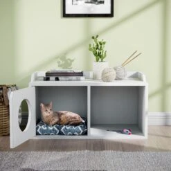 Way Basics Double Hole With 1 Door Cat House, Medium -Cat Supplies 697302 PT2. AC SS1800 V1667947699