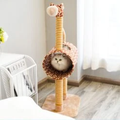 ZEZE Giraffe Tree With Tunnel & Scratcher Cat Furniture, Large -Cat Supplies 700534 PT4. AC SS1800 V1668023595
