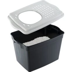 Ferplast "Jumpy" With Top Entrance Cat Litter Box, Black, Large -Cat Supplies 703926 PT4. AC SS1800 V1668457889