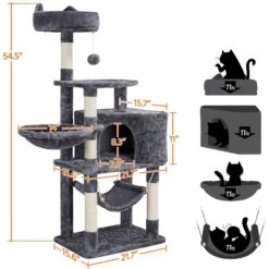 Yaheetech 3-Level Plush Cat Tree, Dark Gray, Medium -Cat Supplies 705022 PT6. AC SS1800 V1668547817