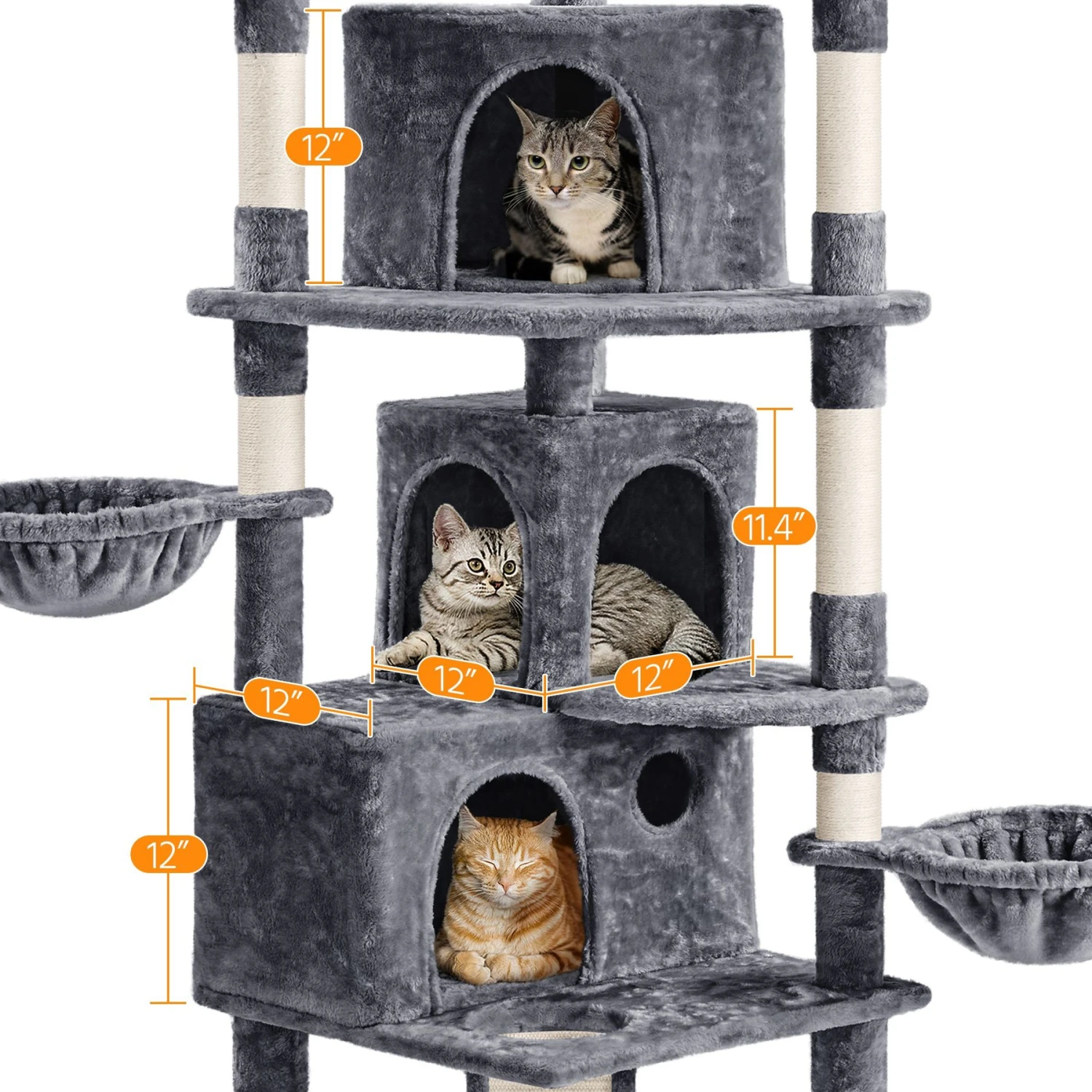 Yaheetech 76.5-in Tree With 3 Condos Cat Tree 8 Yaheetech 76.5-in Tree With 3 Condos Cat Tree - Image 6