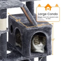 Yaheetech 71.5-in Tree With 2 Cozy Perches Cat Tree, Dark Grey, Large -Cat Supplies 705158 PT3. AC SS1800 V1668545961