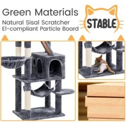 Yaheetech 71.5-in Tree With 2 Cozy Perches Cat Tree, Dark Grey, Large -Cat Supplies 705158 PT5. AC SS1800 V1668546018