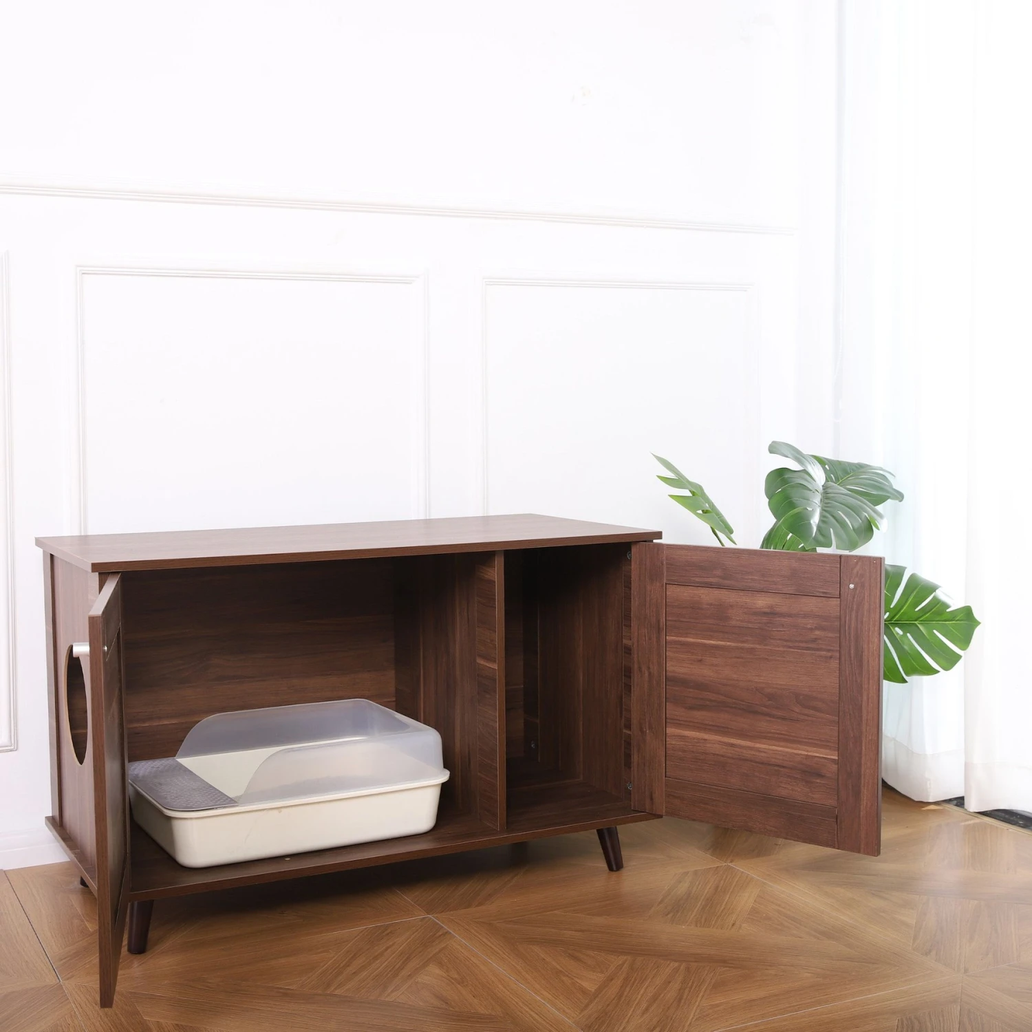 Sam's Pets Becky Box Enclosure End Table Cat Litter, Brown, Medium 7 Sam's Pets Becky Box Enclosure End Table Cat Litter, Brown, Medium - Image 5