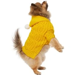 Frisco Sherpa Lined Chunky Cable Knit Dog & Cat Hooded Sweater -Cat Supplies 718374 PT2. AC SS1800 V1703184631