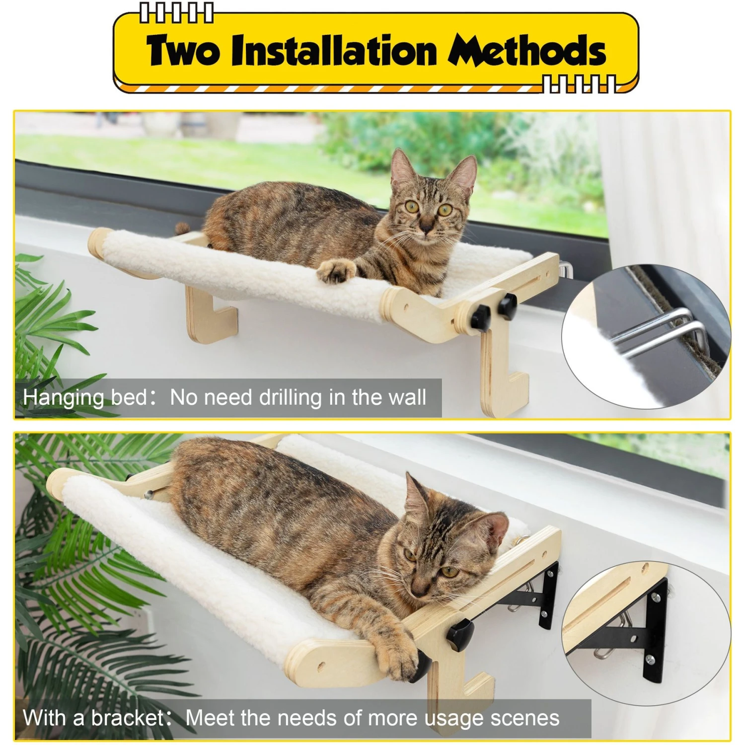 Coziwow Indoor Hammock For Window Cat Perch, White 5 Coziwow Indoor Hammock For Window Cat Perch, White - Image 3