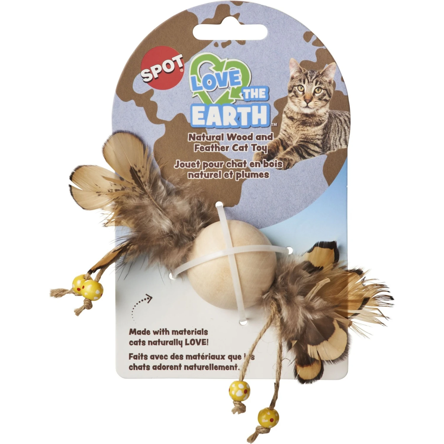 Ethical Pet Love The Earth Wood Feather Plush Cat Toy, Assorted 5 Ethical Pet Love The Earth Wood Feather Plush Cat Toy, Assorted - Image 3