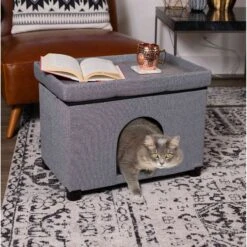 The BirdRock Home Decorative Cat & Dog House Ottoman, Brown 11 The BirdRock Home Decorative Cat & Dog House Ottoman, Brown -Cat Supplies 736942 PT3. AC SS1800 V1670945790