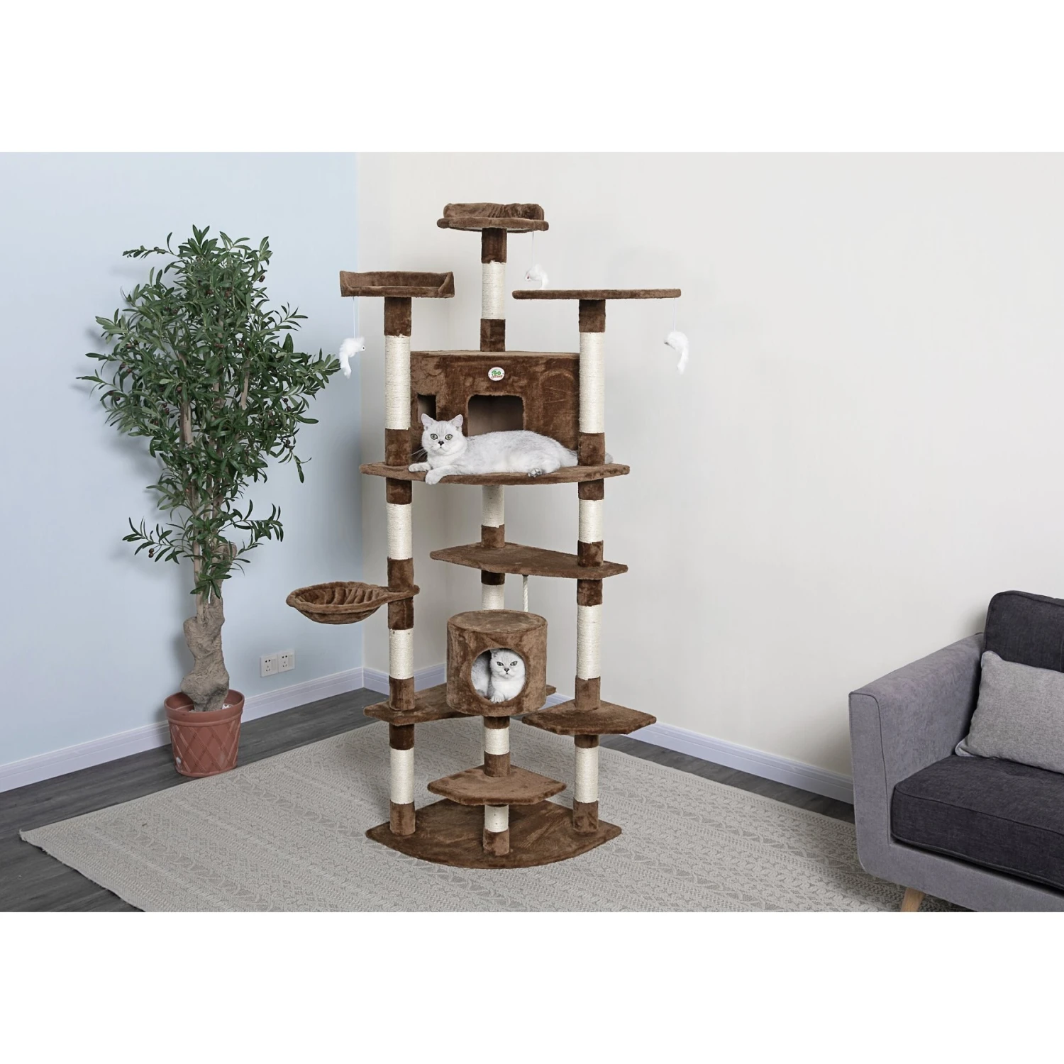 Go Pet Club 80-in Faux Fur Cat Tree & Condo 3 Go Pet Club 80-in Faux Fur Cat Tree & Condo