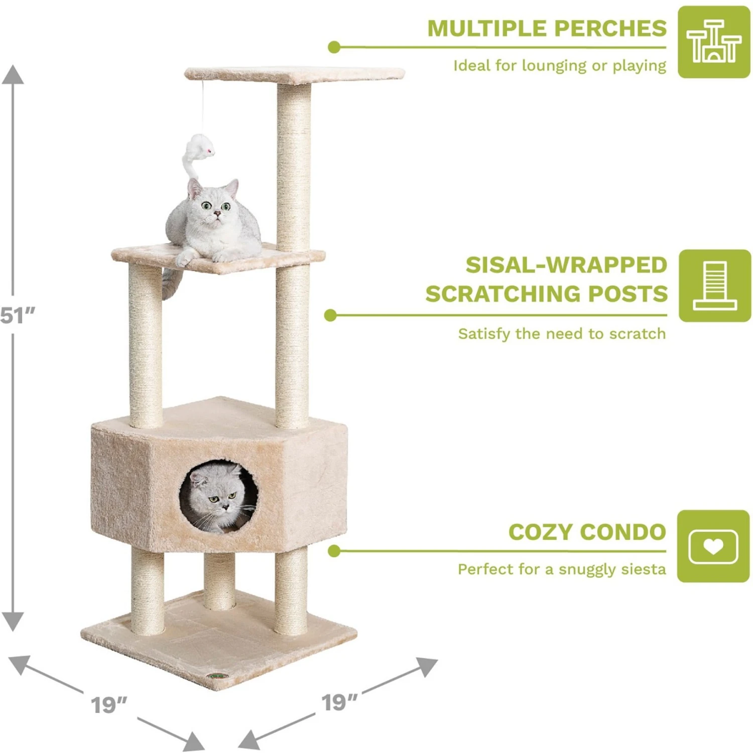 Go Pet Club 51-in Faux Fur Cat Tree & Condo 4 Go Pet Club 51-in Faux Fur Cat Tree & Condo - Image 2