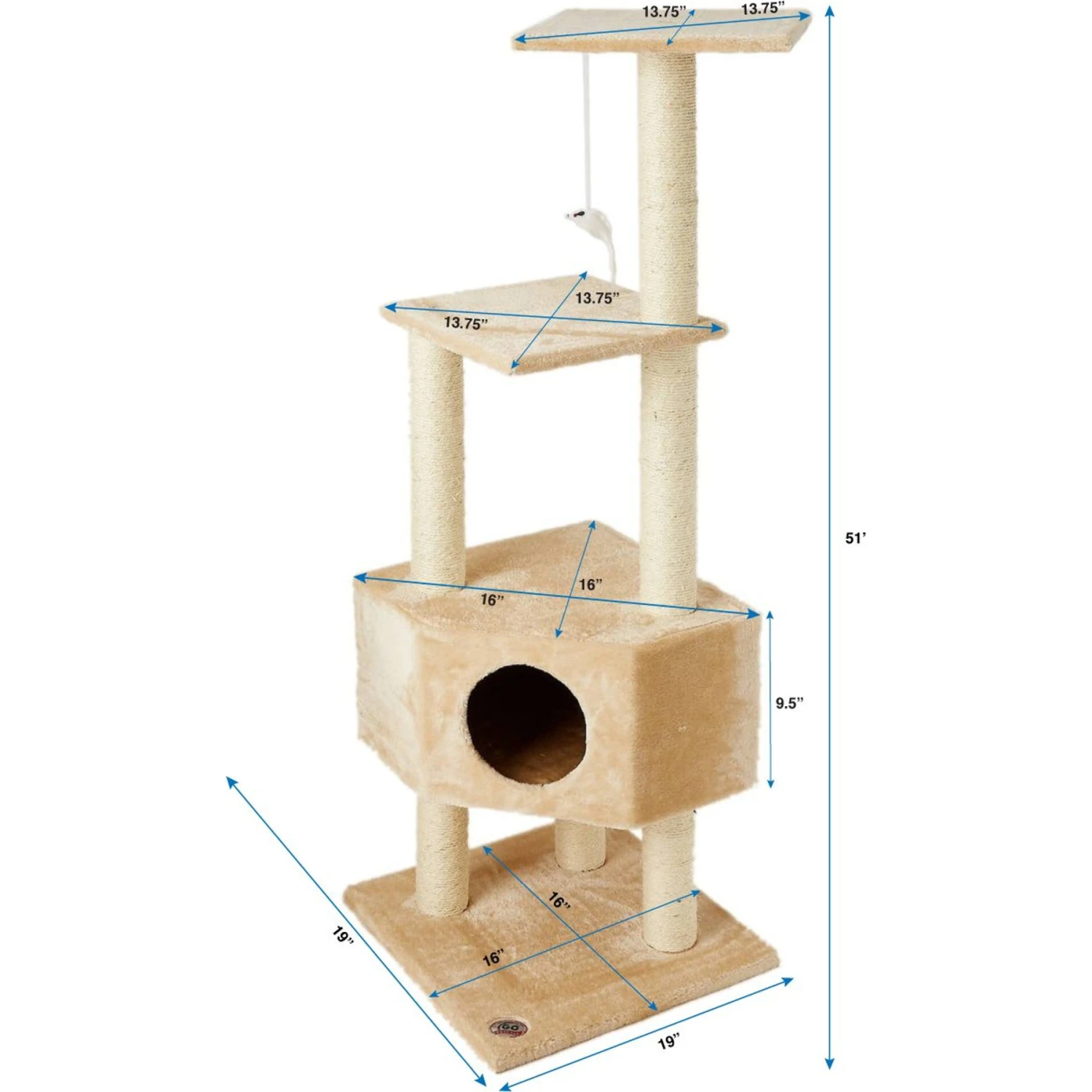 Go Pet Club 51-in Faux Fur Cat Tree & Condo 8 Go Pet Club 51-in Faux Fur Cat Tree & Condo - Image 6
