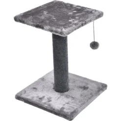 Cat Craft 2 Tier Plush Pedestal Cat Scratching Post & Platform Lounge With Hanging Cat Toy, Grey -Cat Supplies 744686 PT5. AC SS1800 V1689974591
