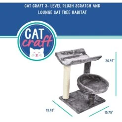 Cat Craft 3 Tier Plush Scratch & Lounge Cat Tree Habitat, Grey, Medium -Cat Supplies 744702 PT2. AC SS1800 V1689975231