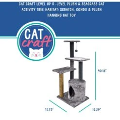 Cat Craft Level Up 5 Tier Plush & Seagrass Activity Cat Tree Habitat, Gray, Large -Cat Supplies 744718 PT2. AC SS1800 V1689974480