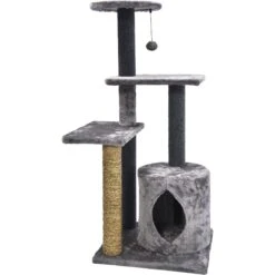 Cat Craft Level Up 5 Tier Plush & Seagrass Activity Cat Tree Habitat, Gray, Large -Cat Supplies 744718 PT3. AC SS1800 V1689974455