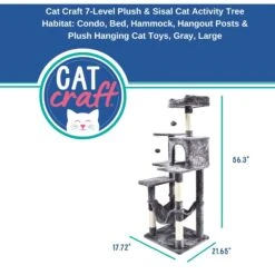 Cat Craft 7 Level Plush & Sisal Cat Activity Cat Tree Habitat, Gray, X-Large 12 Cat Craft 7 Level Plush & Sisal Cat Activity Cat Tree Habitat, Gray, X-Large -Cat Supplies 744734 PT2. AC SS1800 V1689975300