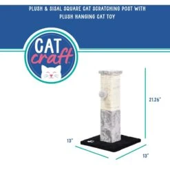 Cat Craft Plush & Sisal Square Cat Scratching Post With Plush Hanging Cat Toy, Gray/Natural, Small 11 Cat Craft Plush & Sisal Square Cat Scratching Post With Plush Hanging Cat Toy, Gray/Natural, Small -Cat Supplies 744750 PT2. AC SS1800 V1689974821