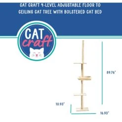 Cat Craft 4-Level Adjustable Climbing & Perch Cat Tree With Bolstered Cat Bed, Cream, X-Large -Cat Supplies 744830 PT2. AC SS1800 V1674070819