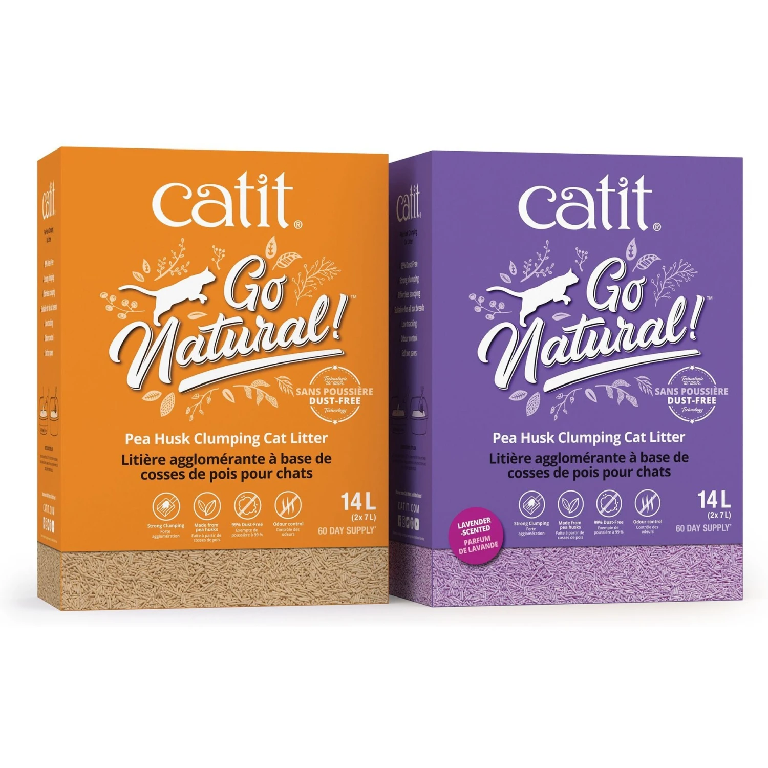 Catit Go Natural Pea Husk Clumping Cat Litter, Lavender, 14.8-lb Bag 4 Catit Go Natural Pea Husk Clumping Cat Litter, Lavender, 14.8-lb Bag - Image 2