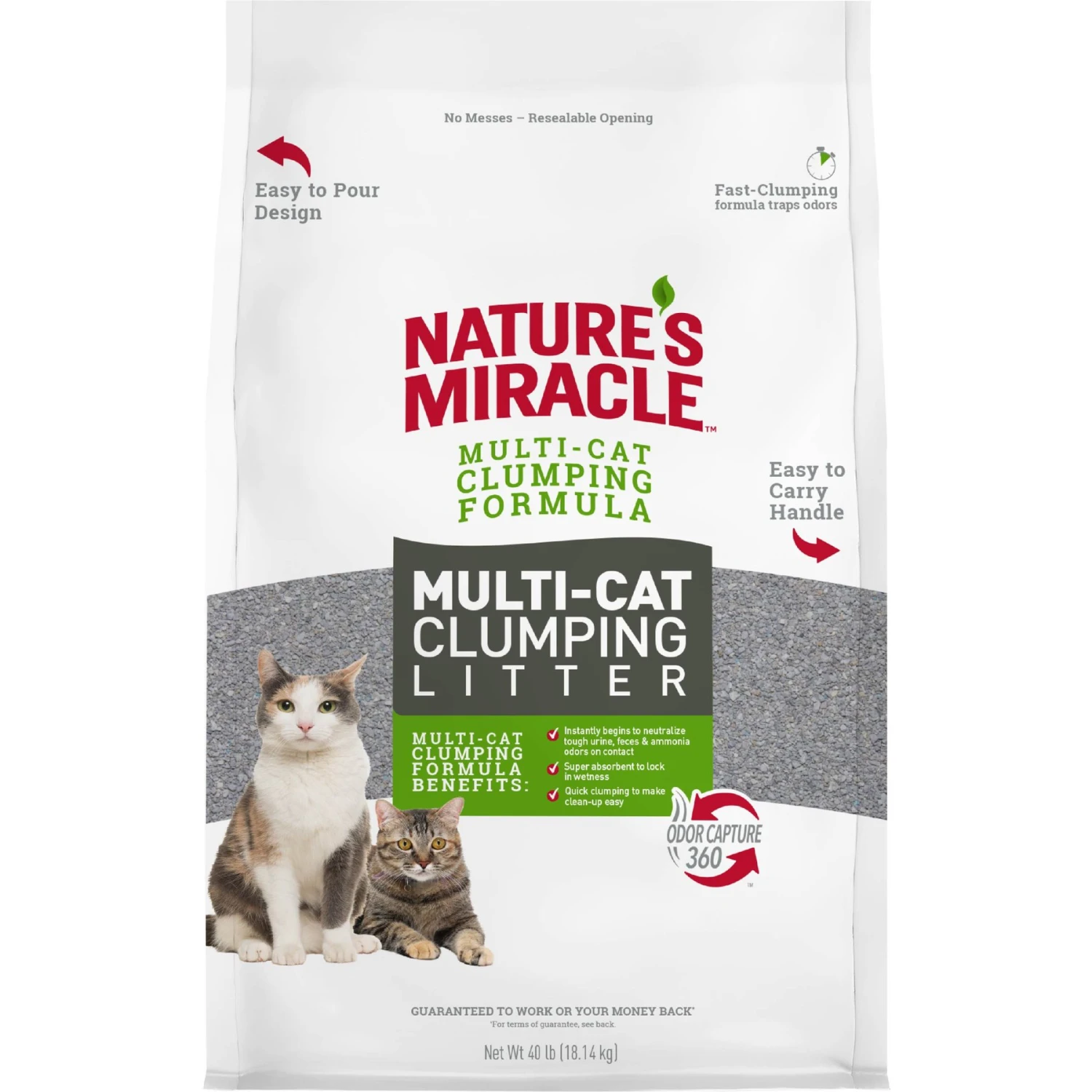 Nature's Miracle Multi-Cat Clumping Clay Cat Litter, 40-lb Bag 3 Nature's Miracle Multi-Cat Clumping Clay Cat Litter, 40-lb Bag