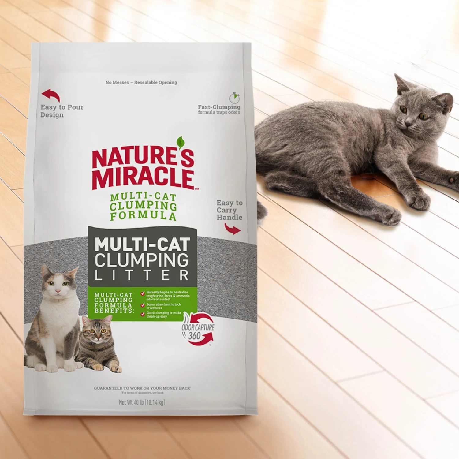 Nature's Miracle Multi-Cat Clumping Clay Cat Litter, 40-lb Bag 9 Nature's Miracle Multi-Cat Clumping Clay Cat Litter, 40-lb Bag - Image 7