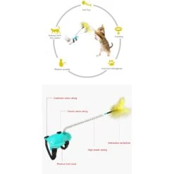 EYS Handsfree Teaser Wand Cat Toy, Blue -Cat Supplies 770406 PT2. AC SS1800 V1676052690