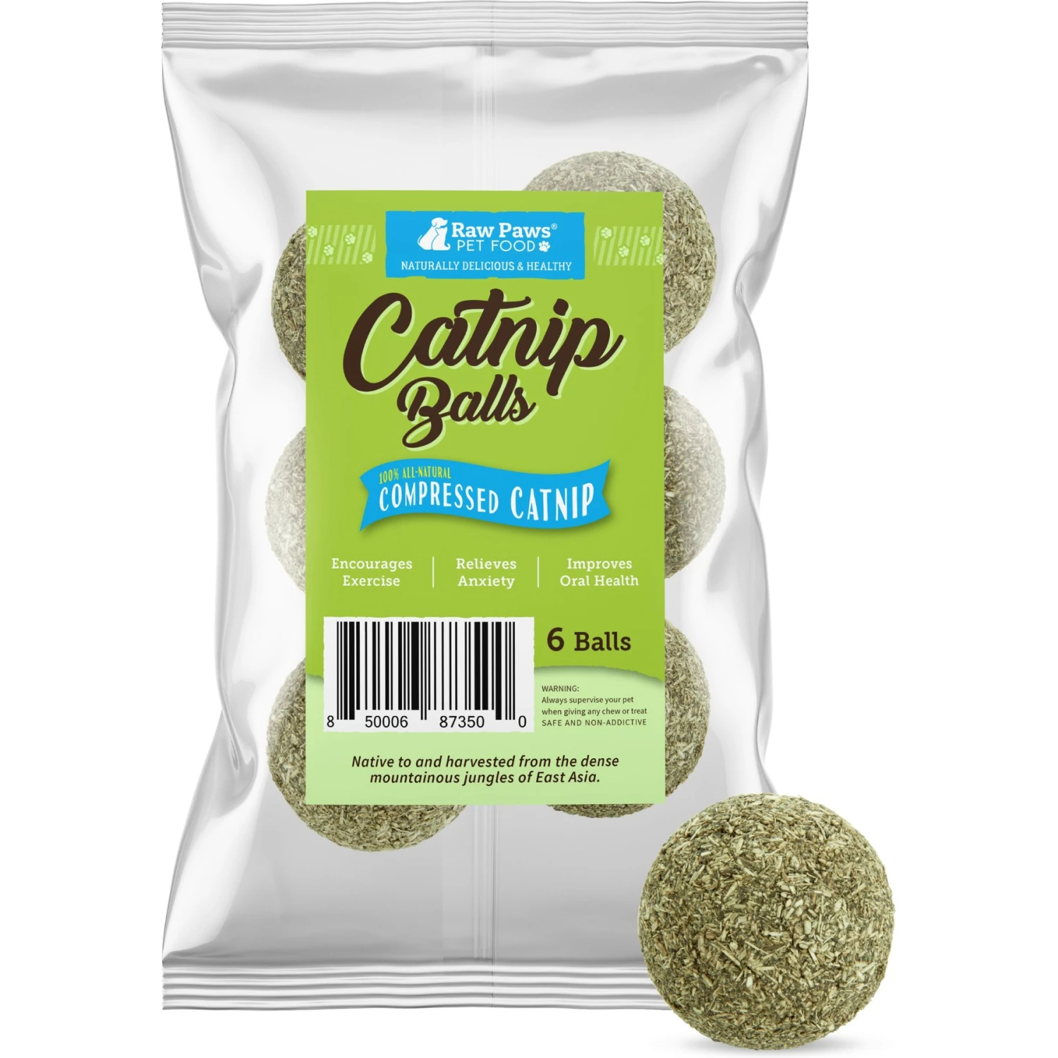 Raw Paws Compressed Catnip Ball Cat Toy, 6 Count 3 Raw Paws Compressed Catnip Ball Cat Toy, 6 Count