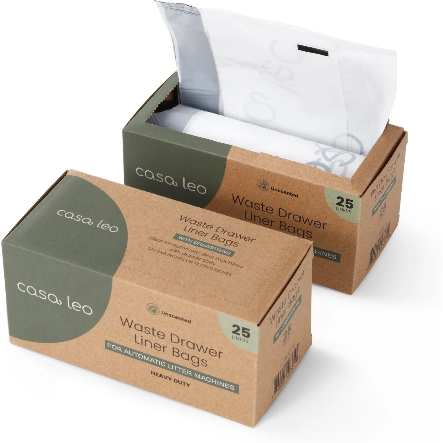 Casa Leo Leo's Loo Unscented Self-Cleaning Drawstring Waste Drawer Box Liners, 50 Count 3 Casa Leo Leo's Loo Unscented Self-Cleaning Drawstring Waste Drawer Box Liners, 50 Count