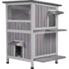 Aivituvin AIR14-1 Two Tier Wooden Cat House With Waterproof Roof & Door Flaps, Grey, Small 1 Aivituvin AIR14-1 Two Tier Wooden Cat House With Waterproof Roof & Door Flaps, Grey, Small -Cat Supplies 812750 MAIN. AC SS1800 V1679591779