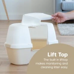 IRIS USA Hooded Corner Cat Litter Box With Front Door Flap & Scoop -Cat Supplies 816574 PT2. AC SS1800 V1685131614