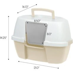 IRIS USA Hooded Corner Cat Litter Box With Front Door Flap & Scoop -Cat Supplies 816574 PT5. AC SS1800 V1685131612