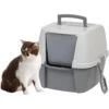 IRIS USA Enclosed Cat Litter Box With Front Door Flap & Scoop, Gray, Jumbo -Cat Supplies 846614 MAIN. AC SS1800 V1683835833