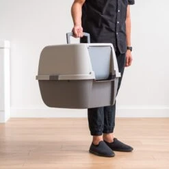 IRIS USA Enclosed Cat Litter Box With Front Door Flap & Scoop, Gray, Jumbo 14 IRIS USA Enclosed Cat Litter Box With Front Door Flap & Scoop, Gray, Jumbo -Cat Supplies 846614 PT3. AC SS1800 V1683834929