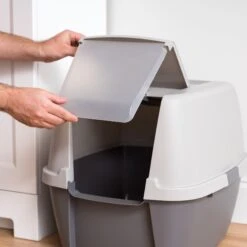 IRIS USA Enclosed Cat Litter Box With Front Door Flap & Scoop, Gray, Jumbo 15 IRIS USA Enclosed Cat Litter Box With Front Door Flap & Scoop, Gray, Jumbo -Cat Supplies 846614 PT4. AC SS1800 V1683836178