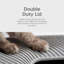 IRIS USA Premium Square Top Entry Cat Litter Box With Scoop, White & Gray, Large -Cat Supplies 846654 PT3. AC SS1800 V1683836296