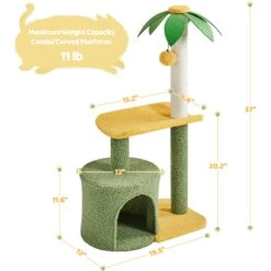 Yaheetech 37-in Coconut Palm Cat Tree, Small, Green & Yellow -Cat Supplies 871710 PT3. AC SS1800 V1686244438